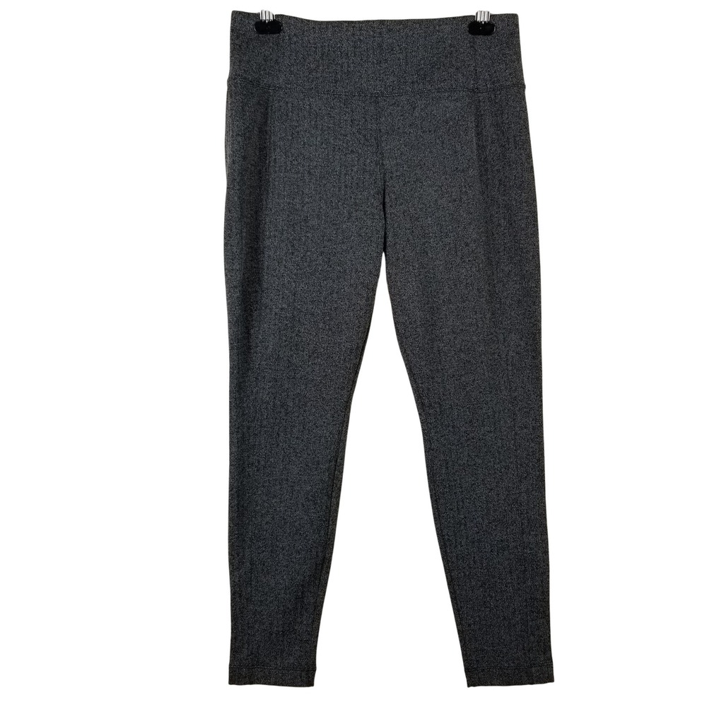 Athleta Delancey Herringbone Tight Pants Black White Tapered Leg Womens Large